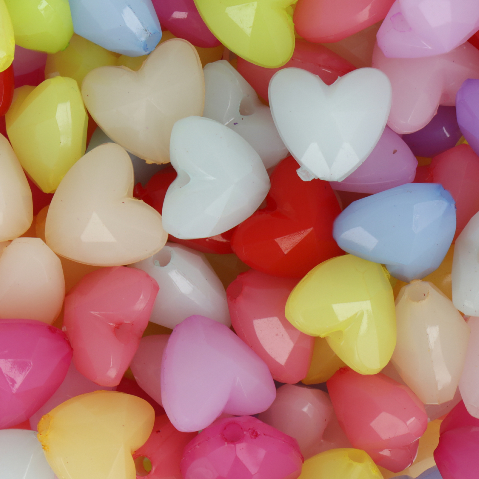 candy acryl beads - multicolor faceted heart 12mm - 50pc aprox. | 25gr