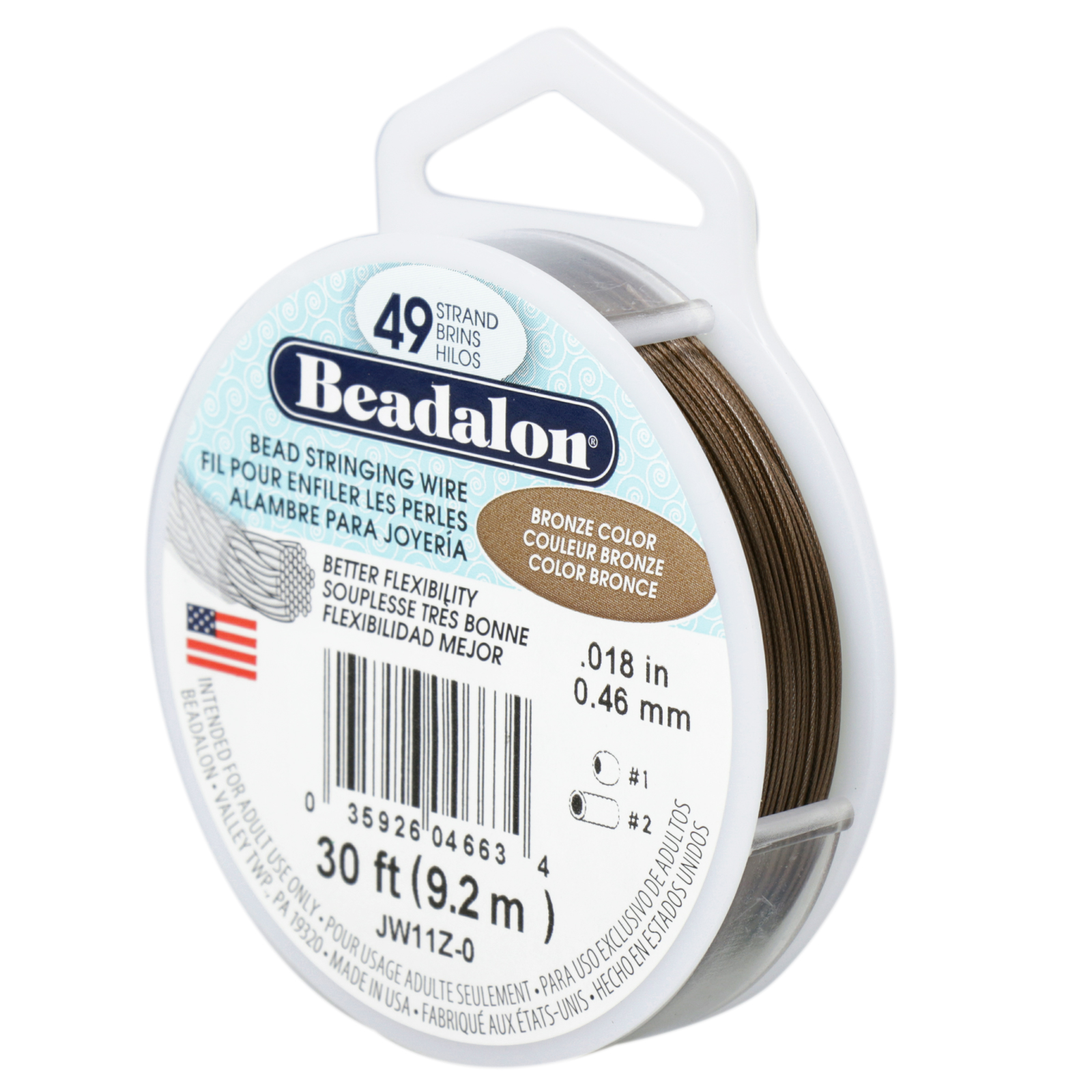 edelstahldraht beadalon bronze 49 stränge - durchmesser 0,46mm - spule 9,2mt | 1st