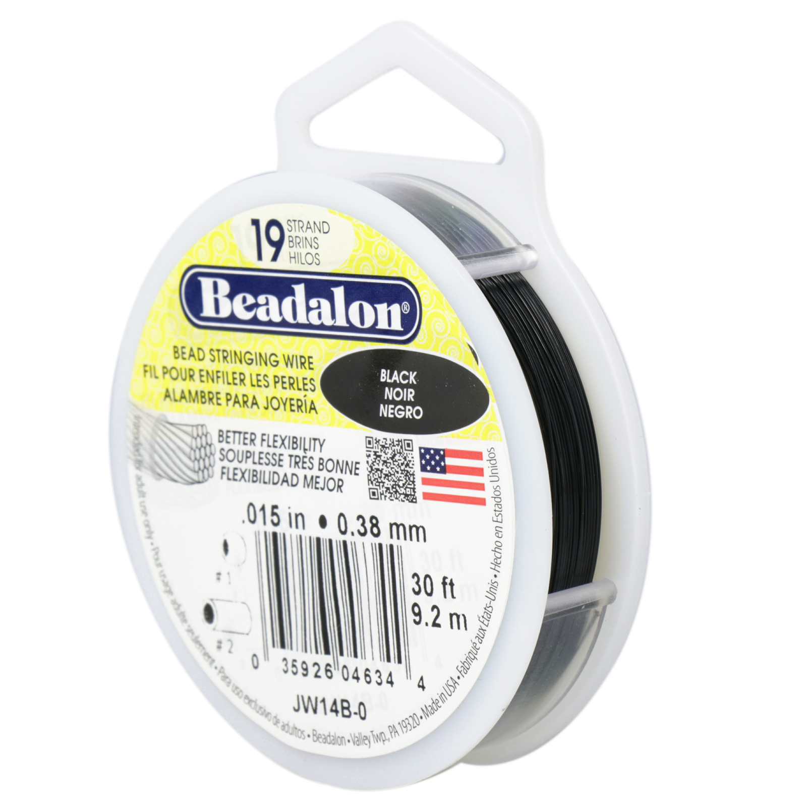 edelstahldraht beadalon black 19 stränge - durchmesser 0,38mm - spule 9,2mt | 1st