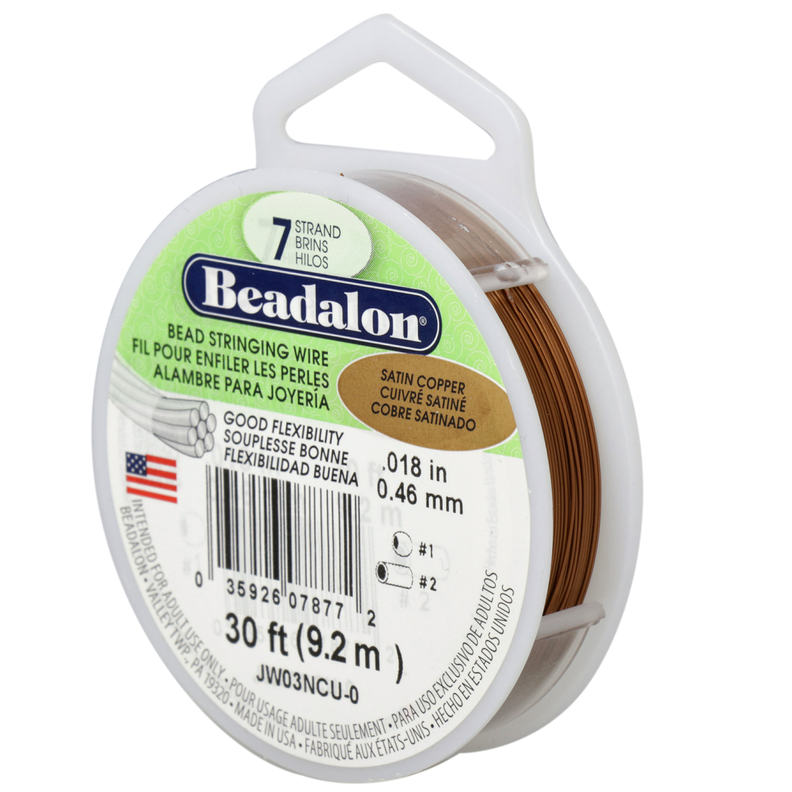 satin copper beadalon 7 strand beading wire - diameter 0,46mm - 9,2mt spool | 1pc