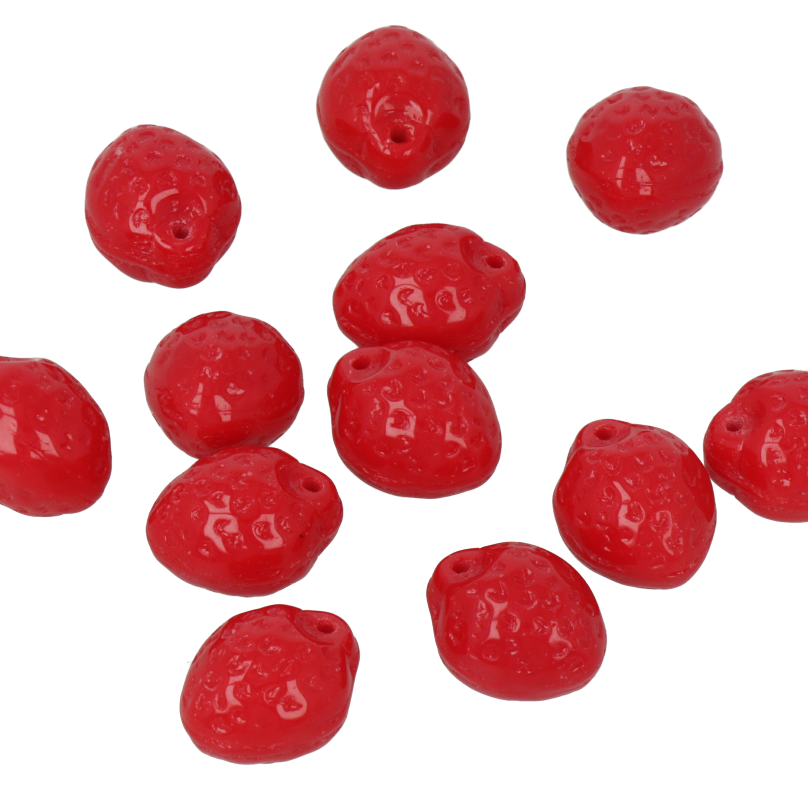 glass beads strawberry red 11x7mm | 15pc