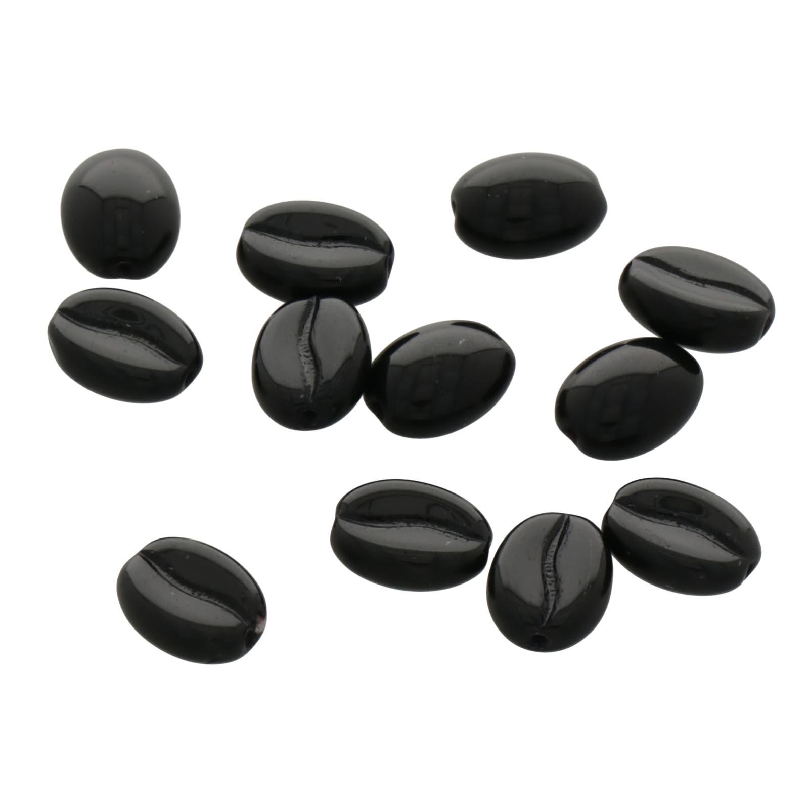 glass beads coffee bean black 11x8mm | 50pc