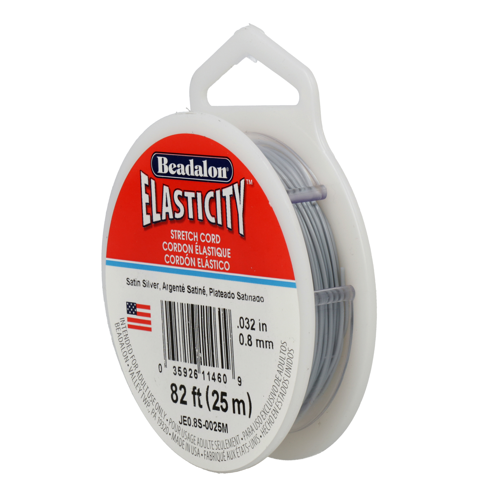 elasticity elastic cord satin silver - diameter 0,8mm - 25mt spool | 1pc