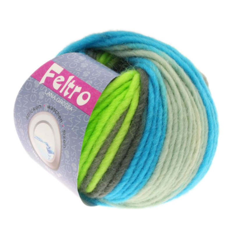 feltro print lana grossa - blue turquoise/neon green/slate/light grey (336) - 50gr (50mt) | 1pc