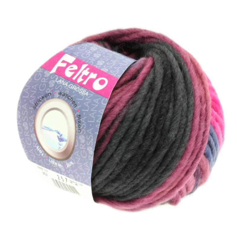 feltro print lana grossa - pink/plum/anthracit/berry (362) - 50gr (50mt) | 1pc