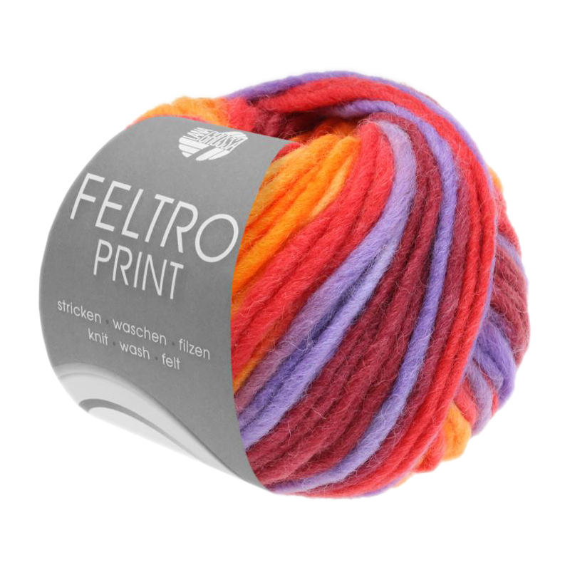 feltro print lana grossa - salmon/raspberry/violet/orange/bordeaux (388) - 50gr (50mt) | 1pc