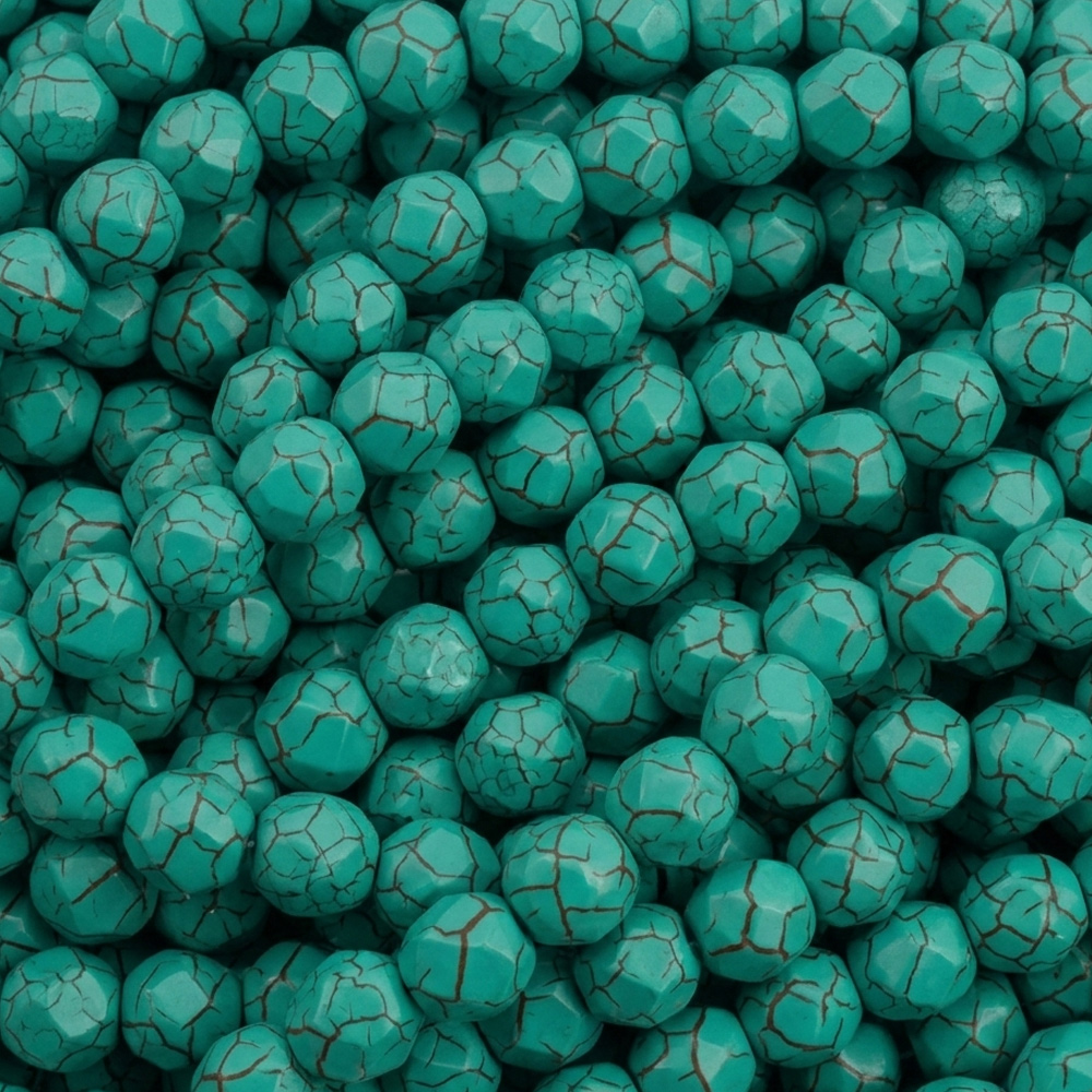 böhmische glasschliffperlen iconic turquoise green/brown 6mm | 25st