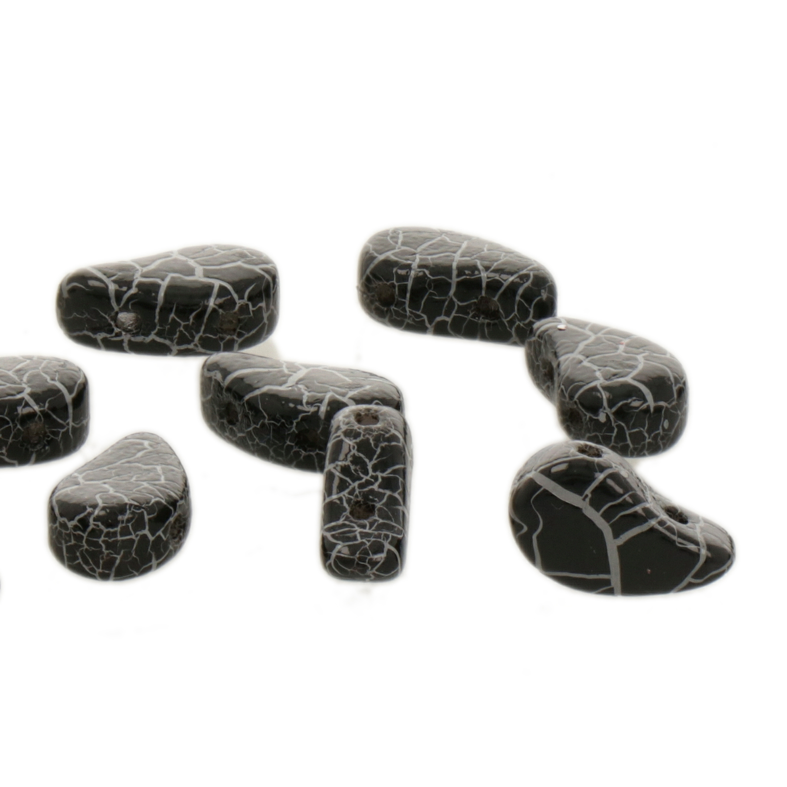 paisley duo beads iconic jet/white 8x5mm | 10gr