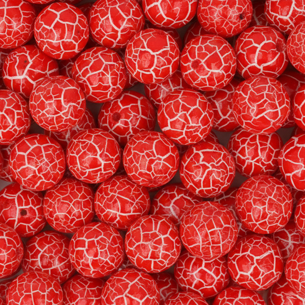 böhmische glasschliffperlen iconic red/white 6mm | 25st