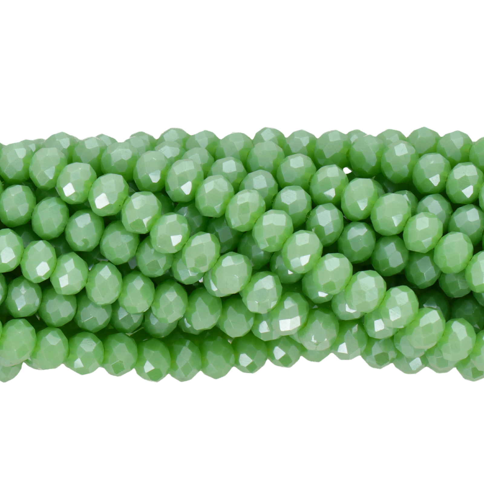 chinese glasperlen facettiertes rondelle opaque spring green ab 4x3mm | 1-strang