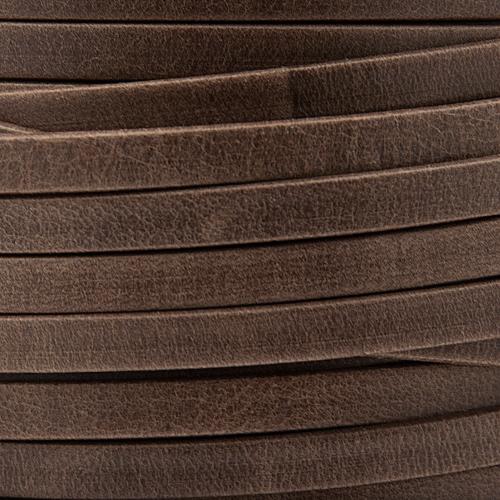 matte brown flat leather cord 5mm | 20cm