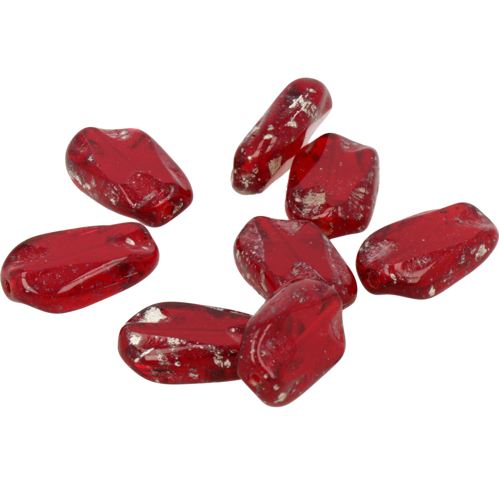 böhmische glas perlen - siam chip oval 16x8mm | 6st