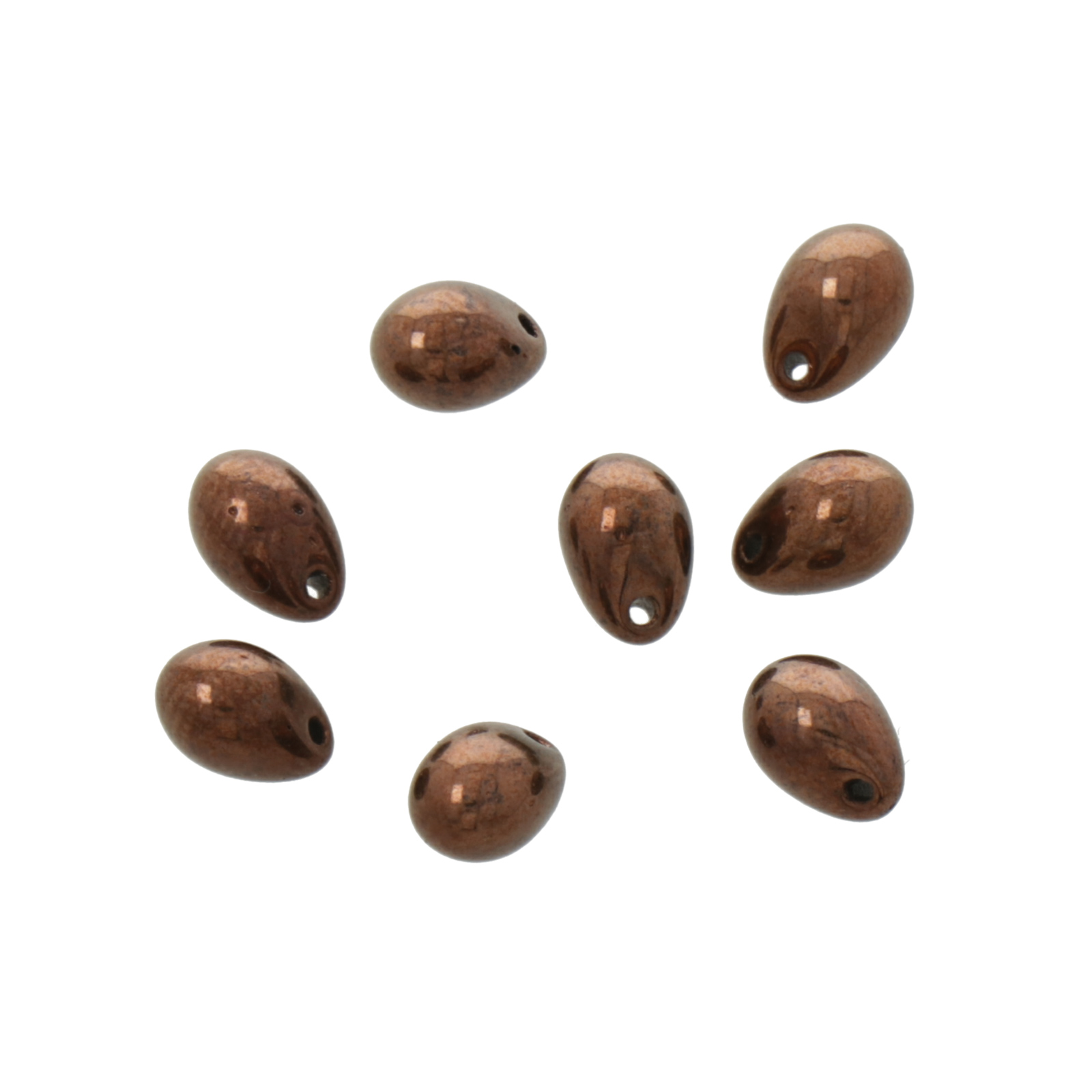 böhmische glas perlen - dark bronze side drilled briolette 7x5mm | 50st