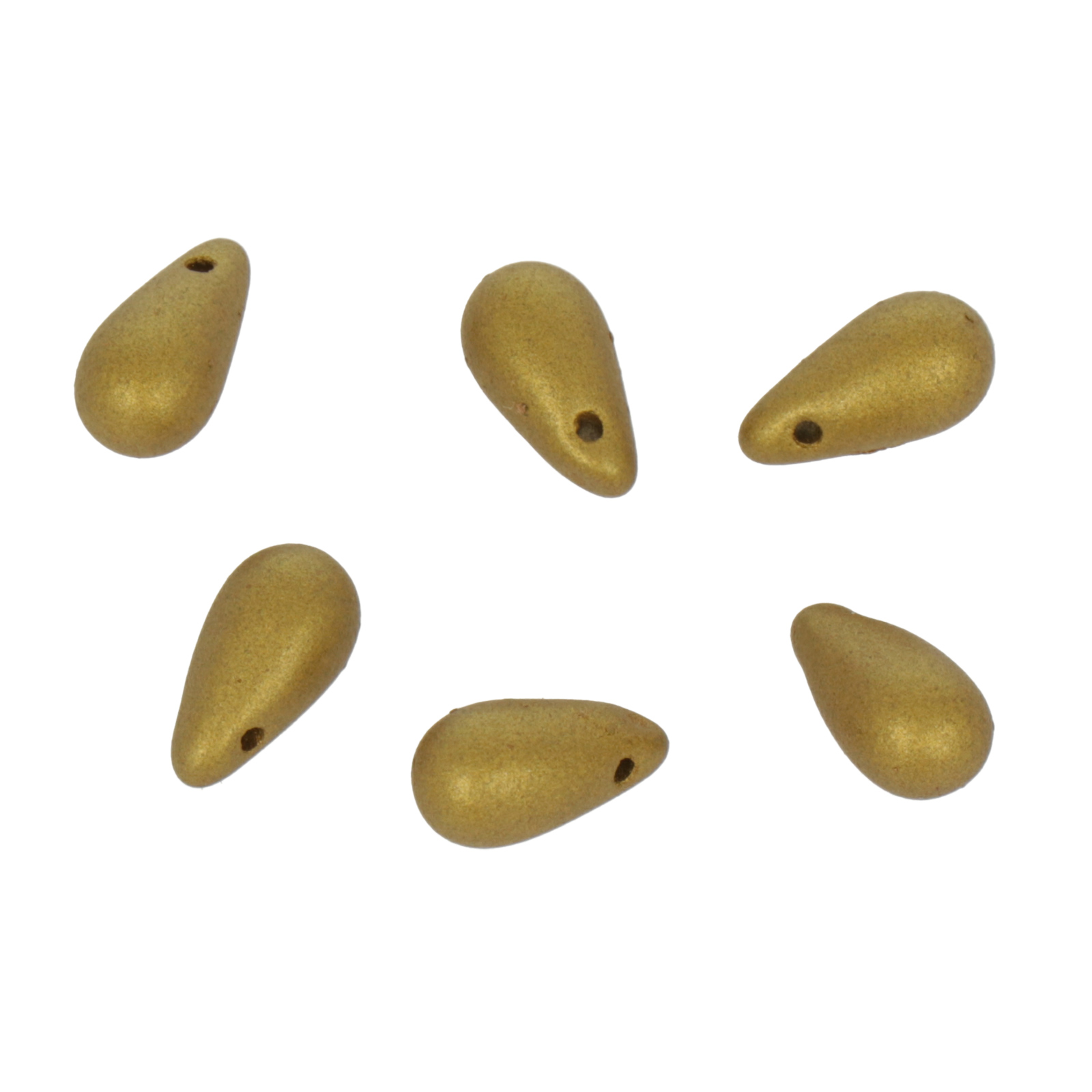 pressed czech glass beads - crystal aztec gold side drilled briolette 10x5mm | 50pc