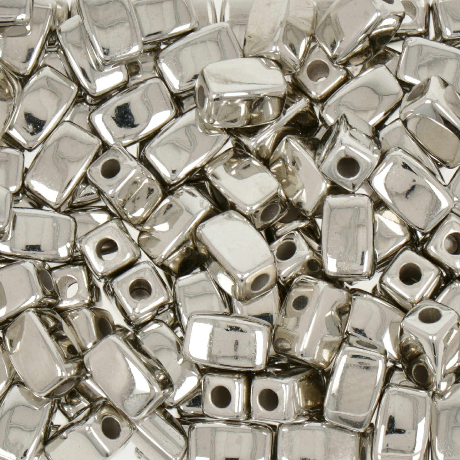 rhodium metal look synthetic bead smooth rectangle 6x4mm | 200pc