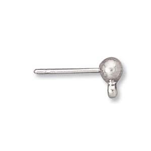 rhodium silver plated ball post earring 4mm | 12pc