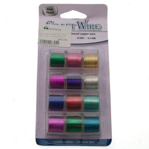 dozen color mix craft wire - diameter 0,51mm - 4,6 mt x 12 spool | 1pc
