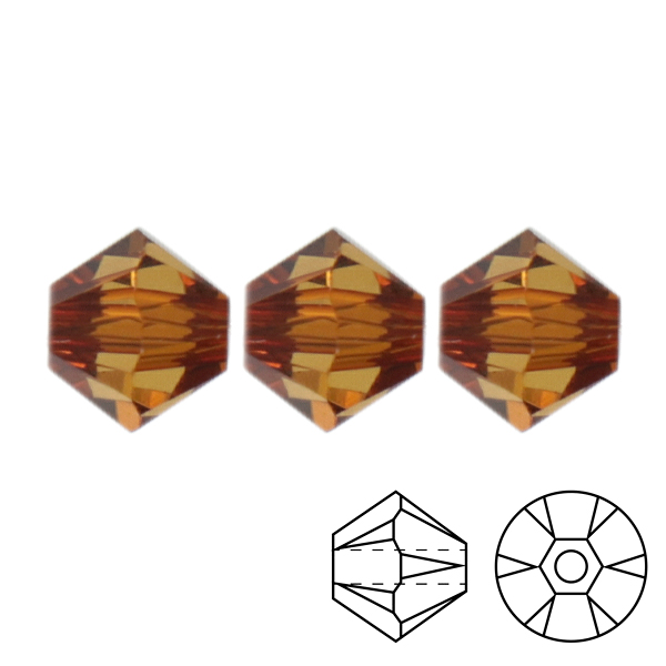 bicone (5328) light amber 4mm | 48pc