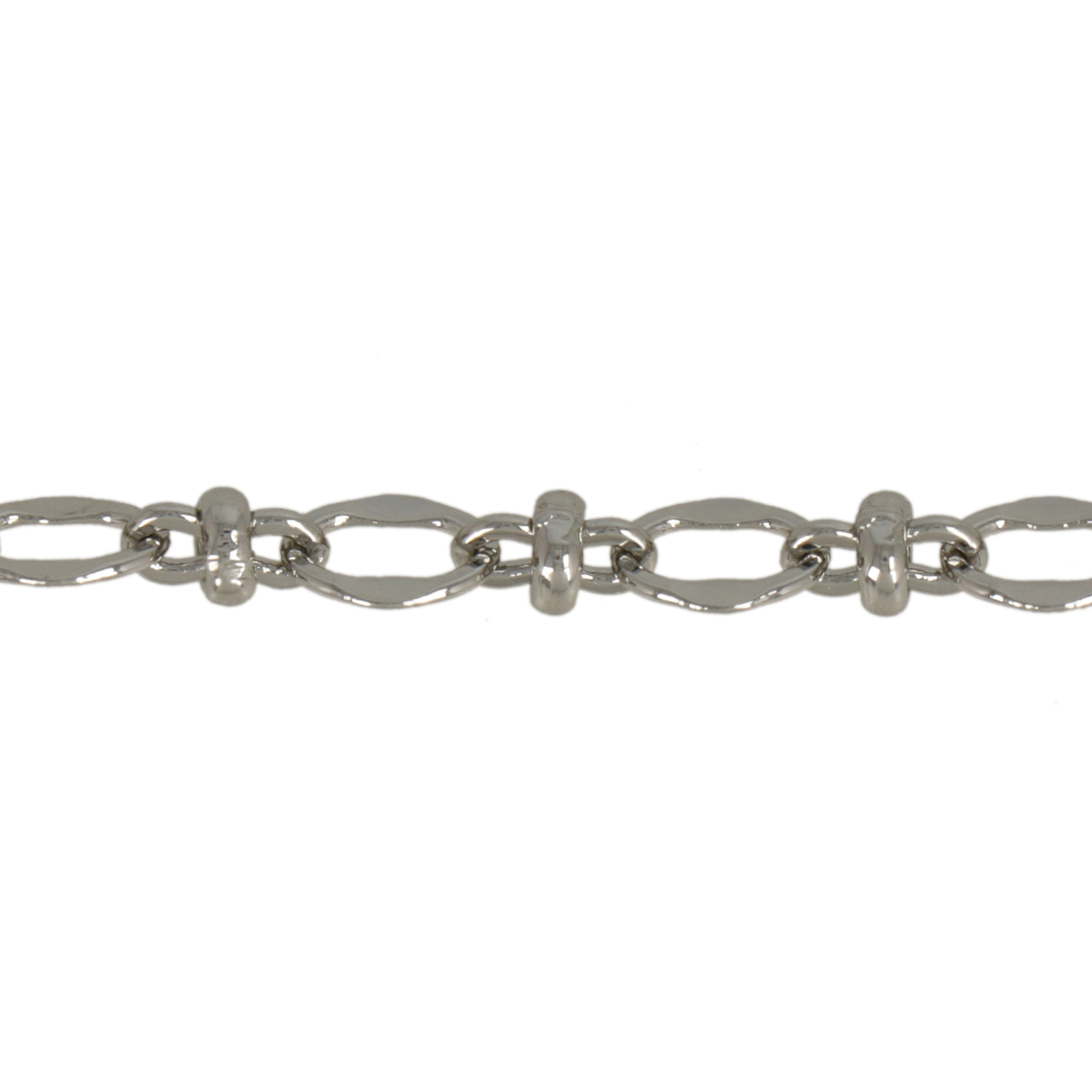 rhodium silver plated alternating oval/ball chain 5mm | 50cm