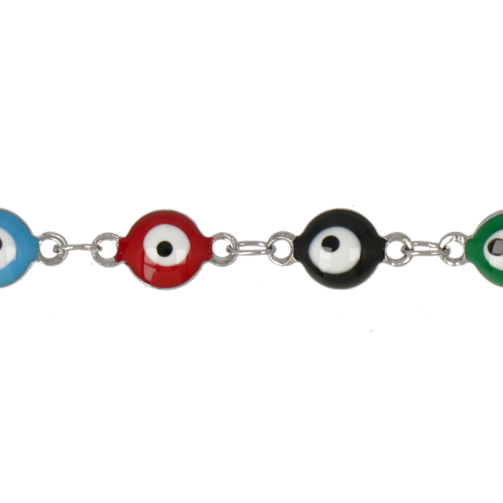 evil eye multicolor emailliert ketten rhodium versilbert link 6mm | 50cm
