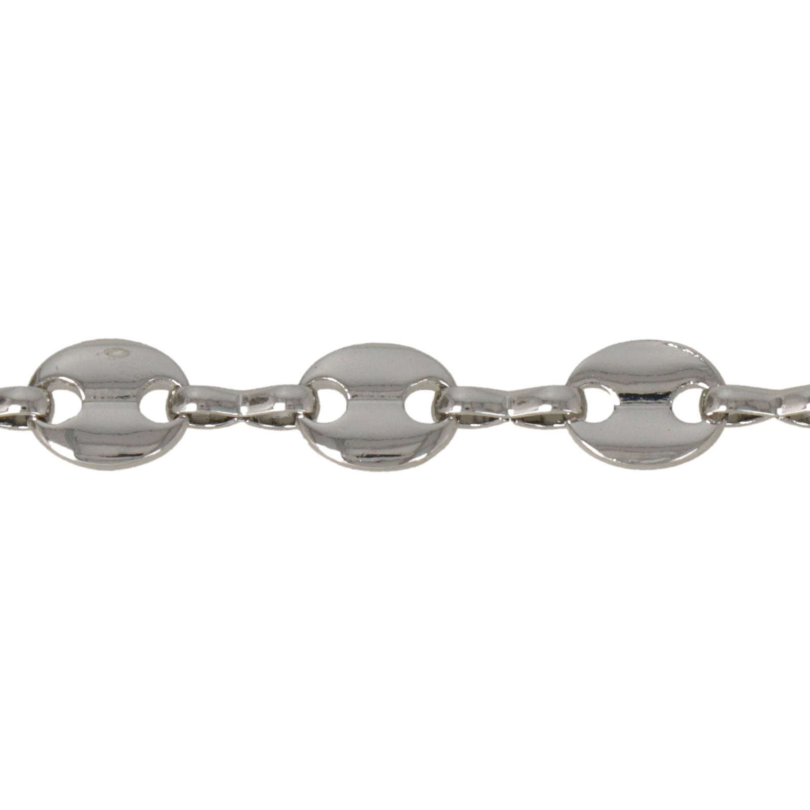 rhodium silver plated marine chain 8x7mm | 50cm