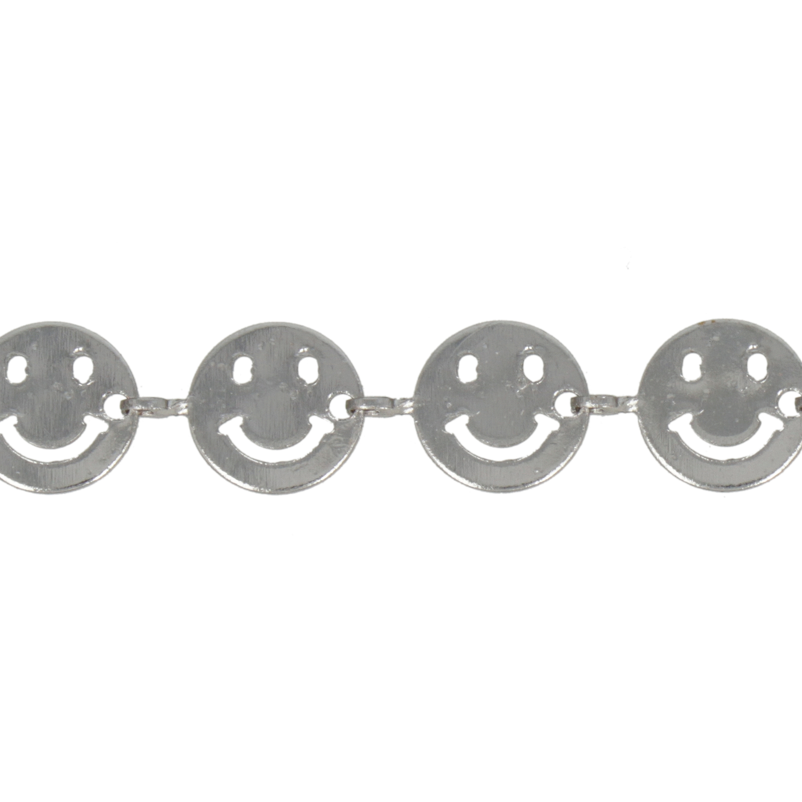 rhodium silver plated link chain smile 8mm | 50cm