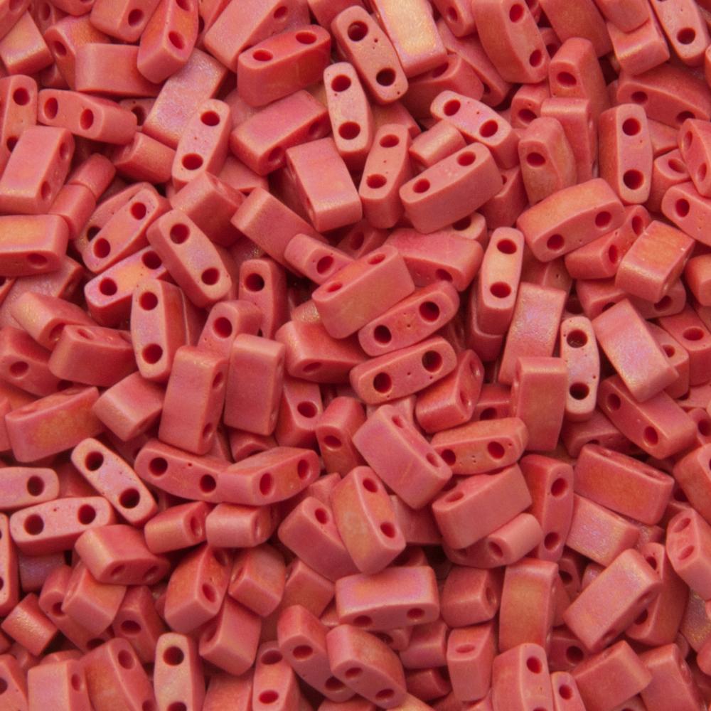 miyuki half tila beads - matte opaque red ab 5x2,3mm | 5gr
