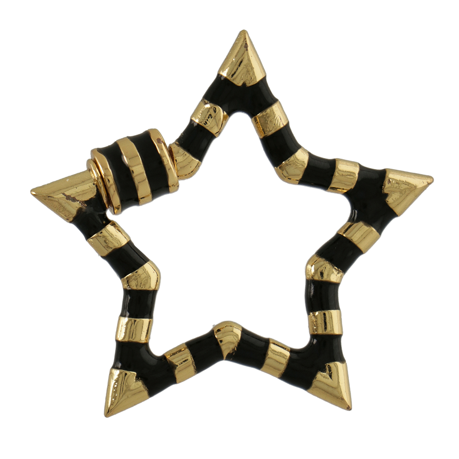 gold plated screw clasps enameled black stern 33mm | 1pc