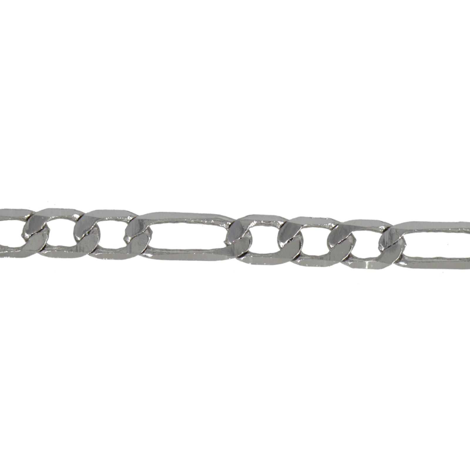 rhodium silver plated figaro chain 4mm | 50cm