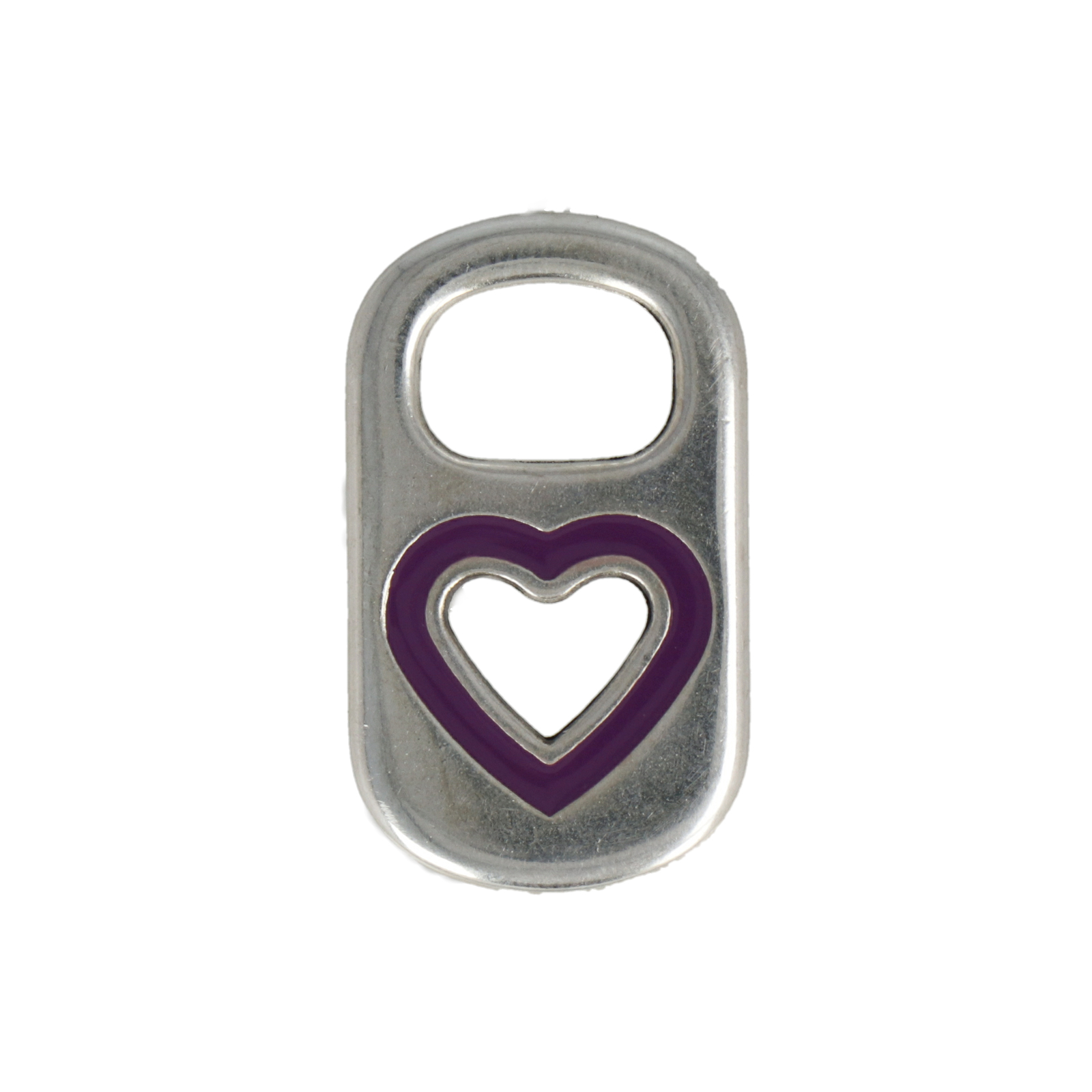 antique silver plated purple enameled heart tag charm 26x16mm | 1pc