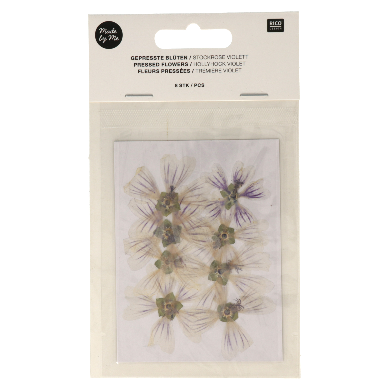 pressed flowers - hollyhock violet 8pc | 1pc