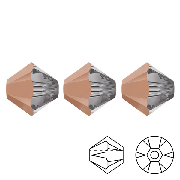 kristall doppelkegel (5328) crystal rose gold 6mm | 20st