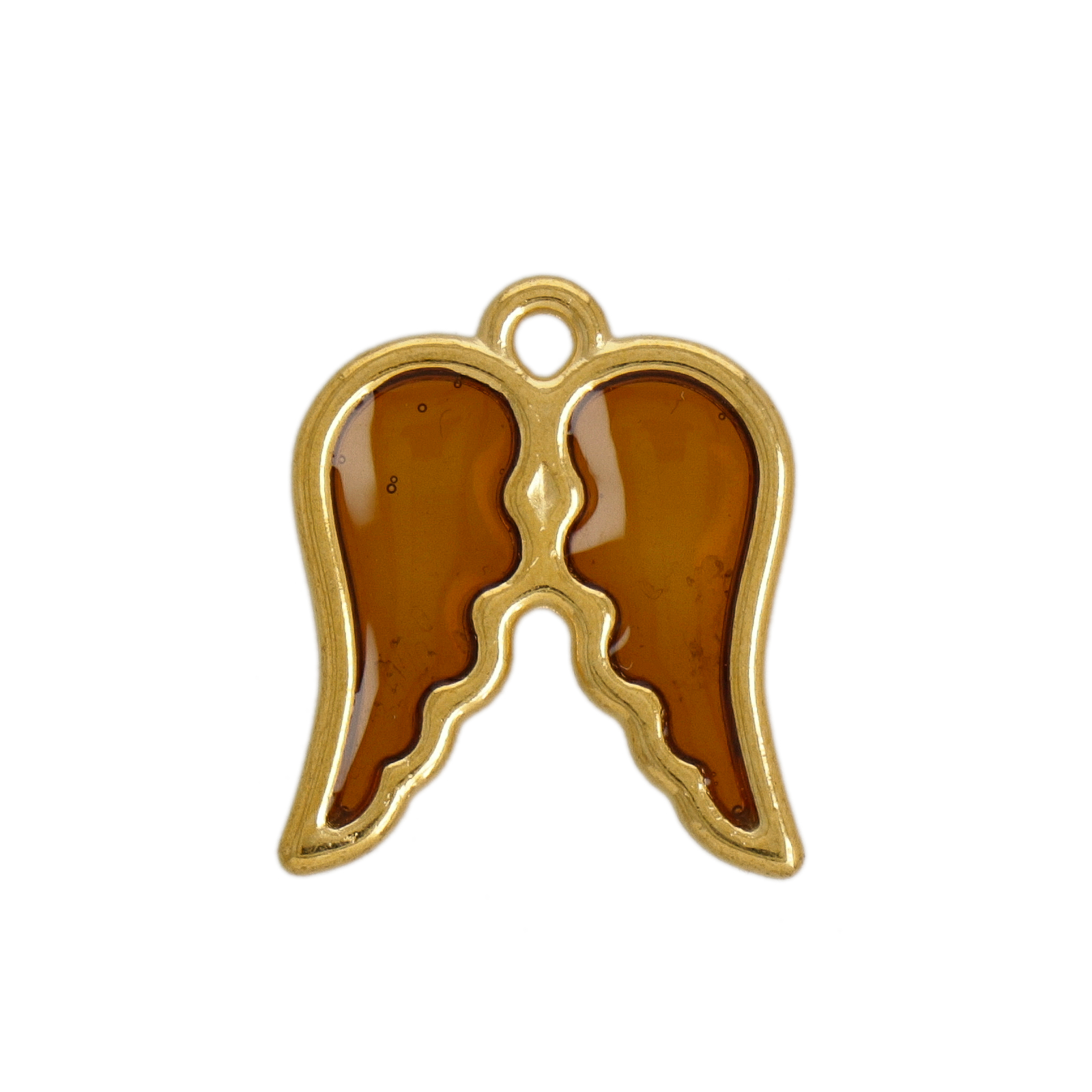 transparent topaz enameled wings pendant 18mm | 2pc