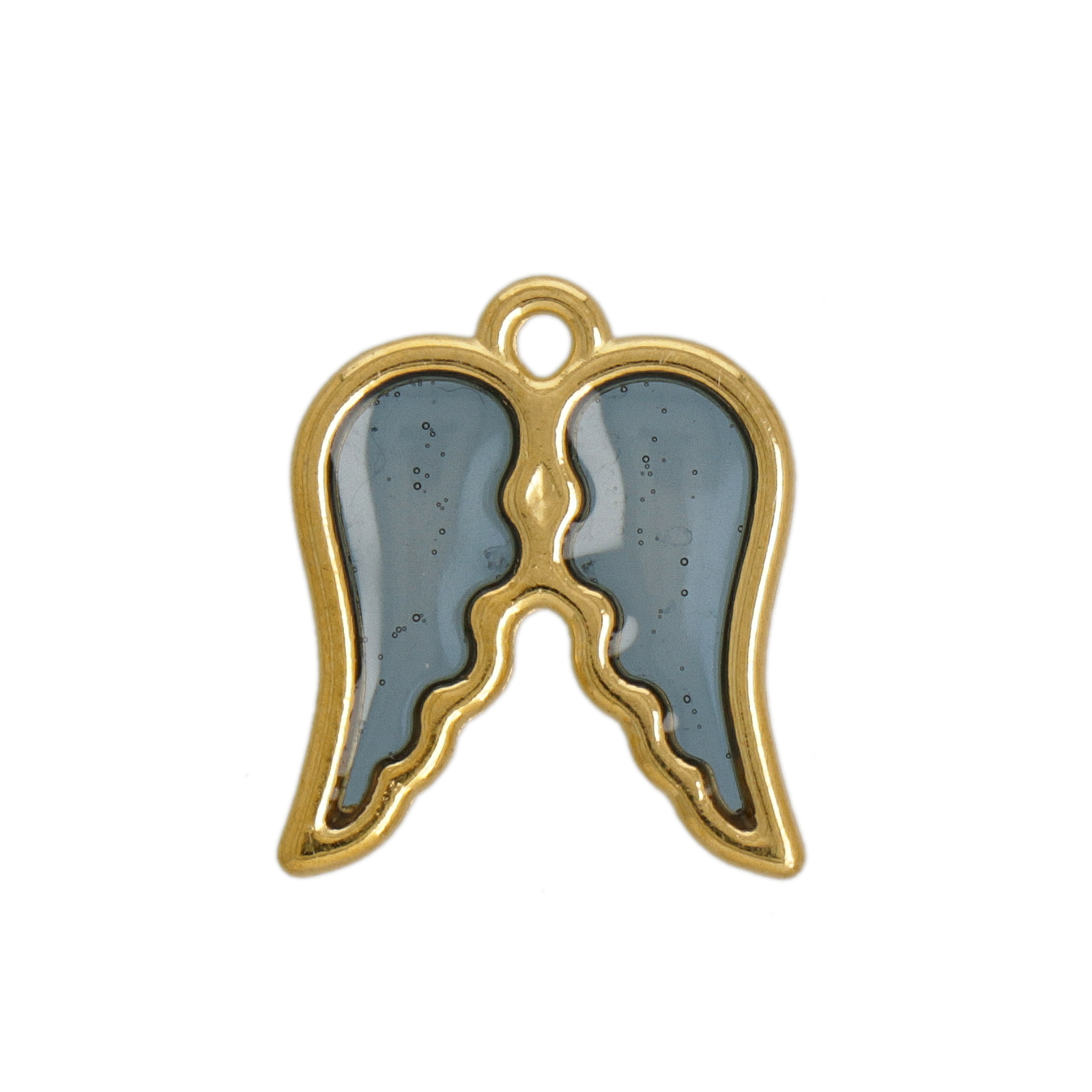 transparent sapphire enameled wings pendant 18mm | 2pc