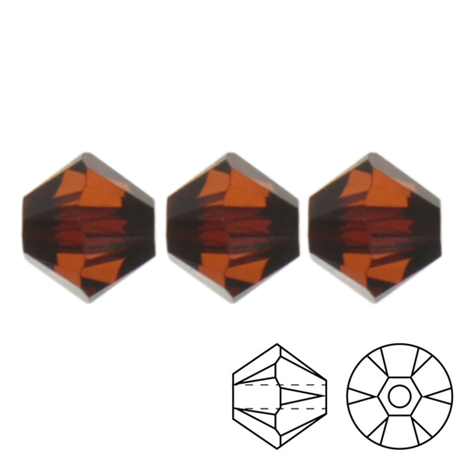 bicone (5328) smoked amber 3mm | 48pc