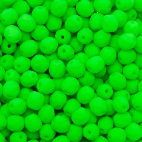 czech fire-polished round beads - neon green 4mm | 50pc