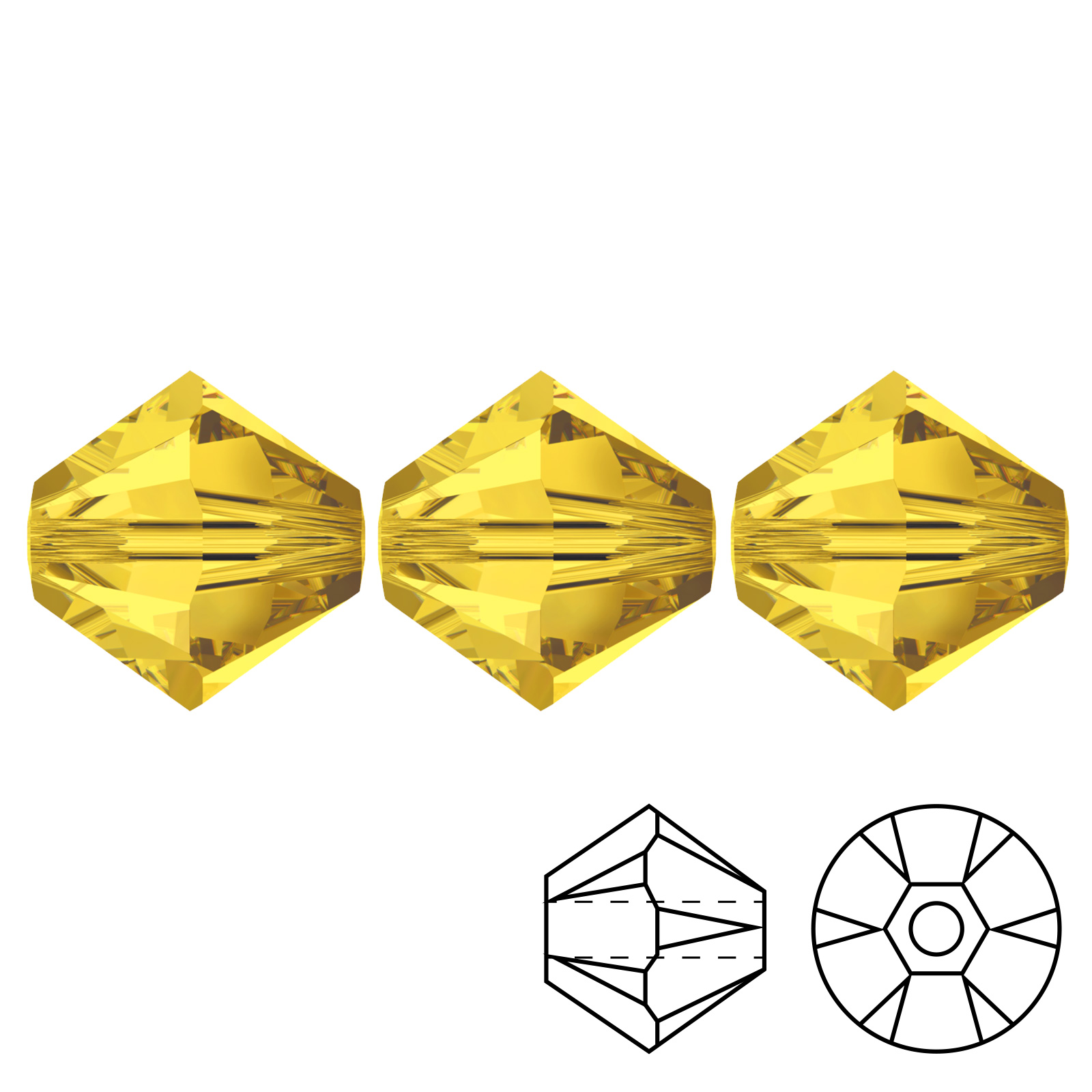 bicone (5328) light topaz 4mm | 48pc