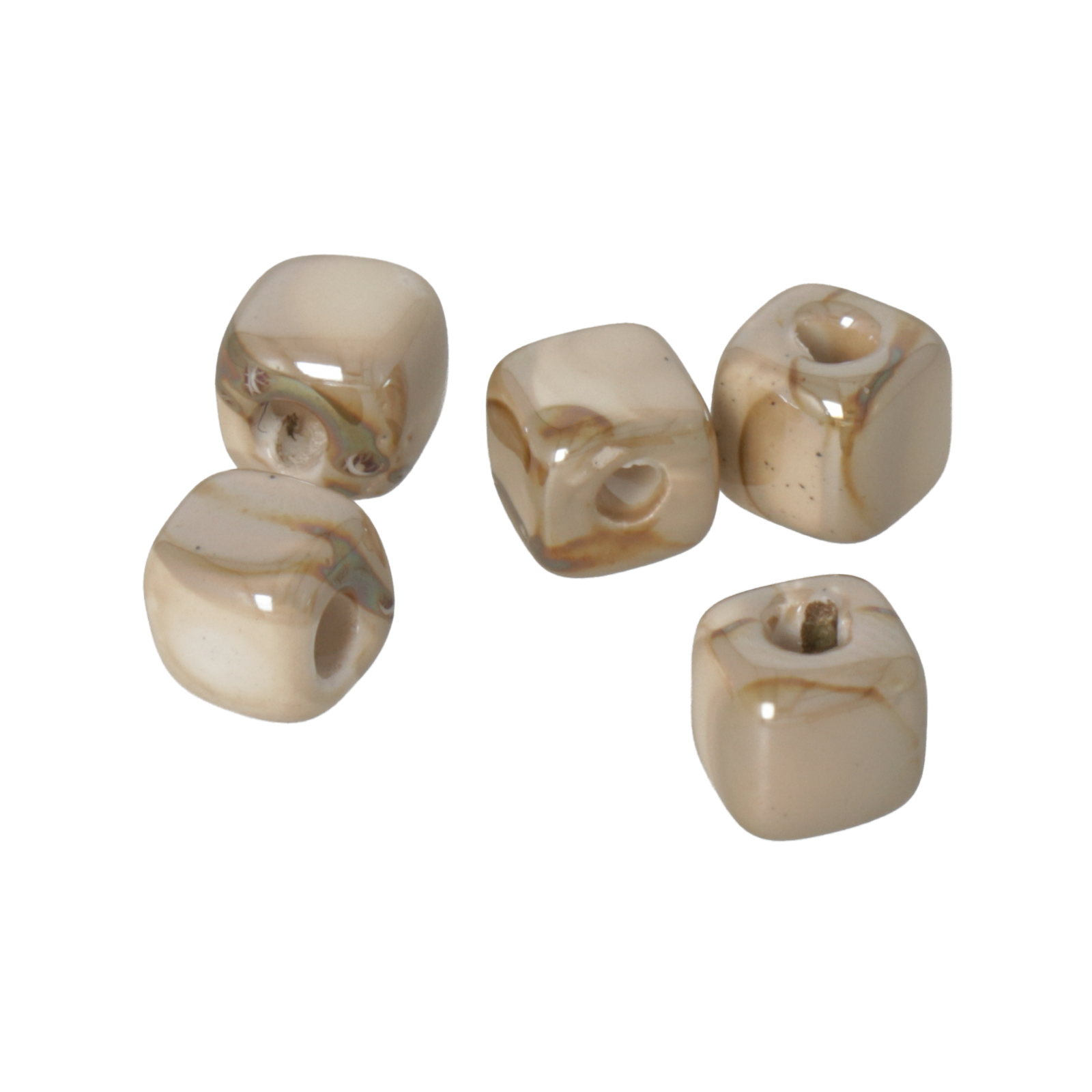 beige ceramic cube 6,5mm | 4pc
