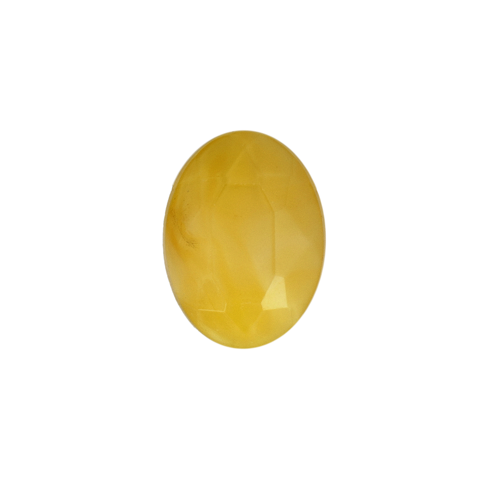 milky yellow glass cabochon faceted oval 18x13mm | 1pc