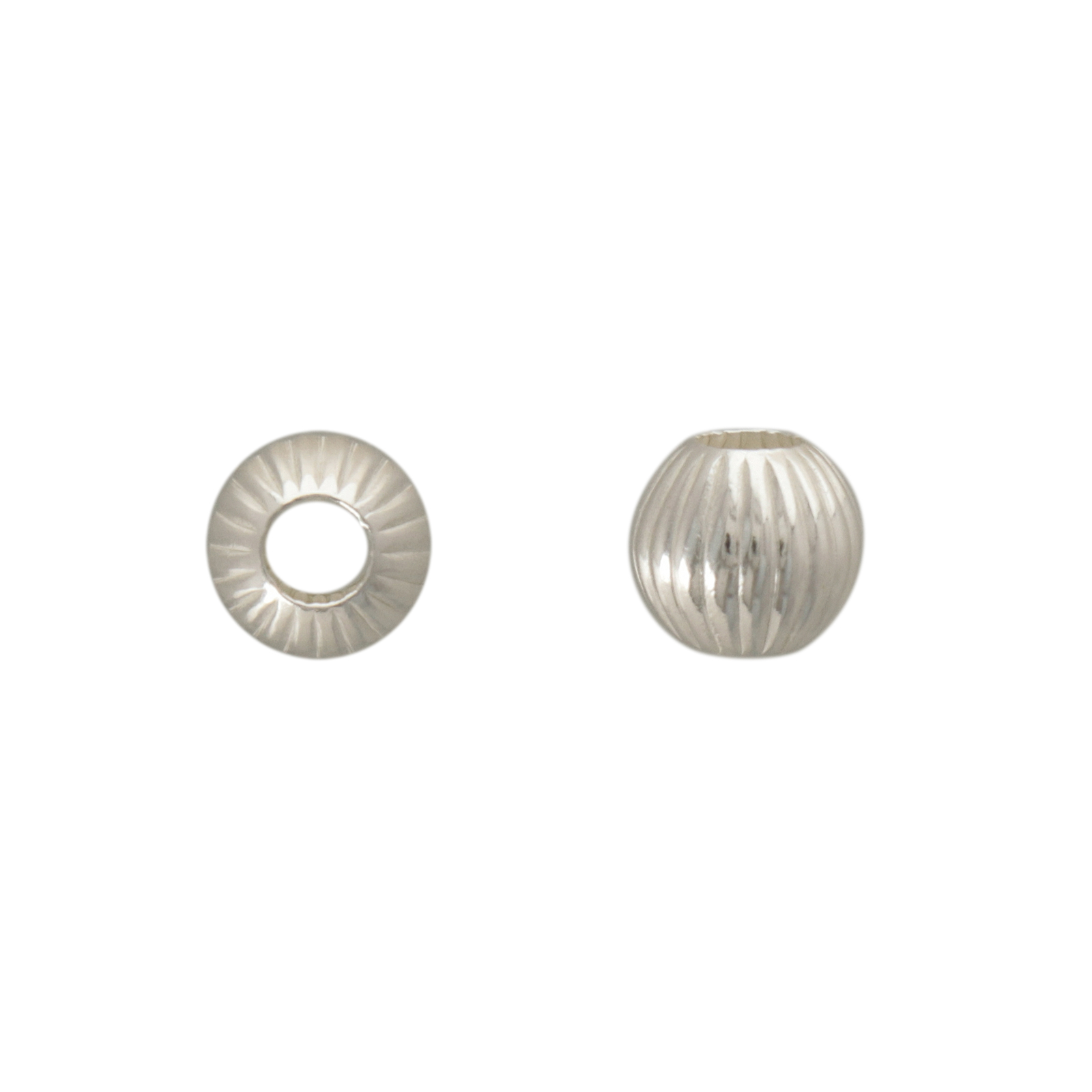 sterling silver bead twisted round 6mm | 4pc