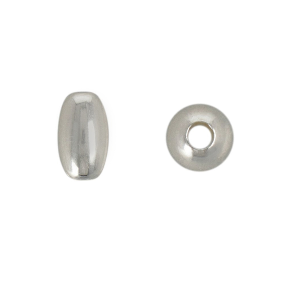 sterling silver bead seamless oval 7x4mm | 6pc
