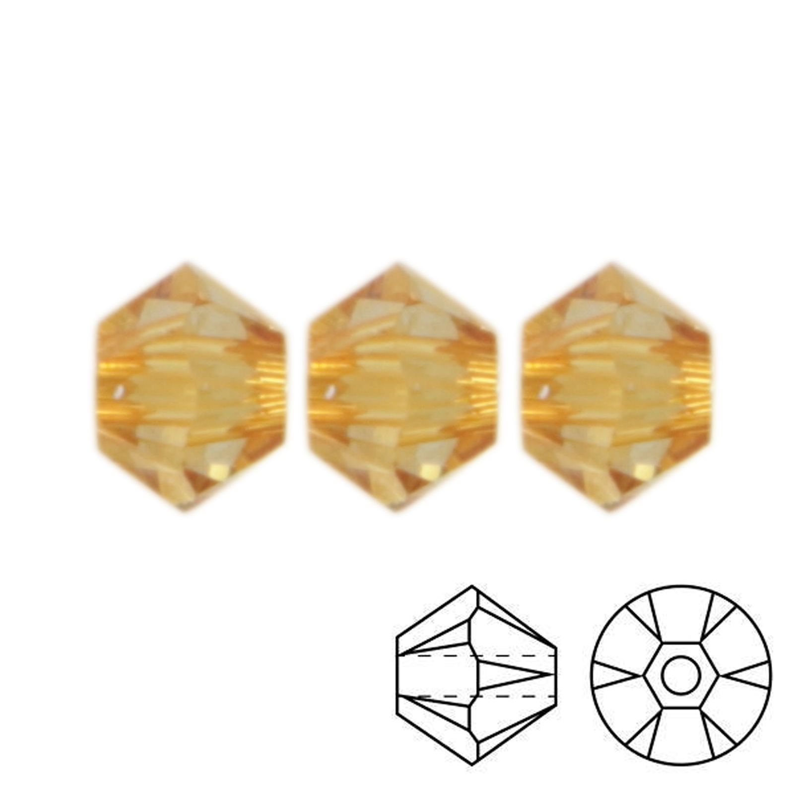 kristall doppelkegel (5328) golden topaz 3mm | 48st