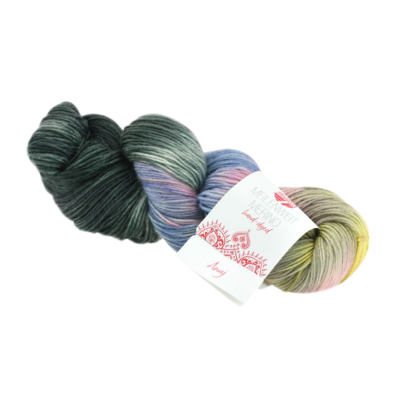 meilenweit merino hand dyed lana grossa - green/lilac/rose/yellow/lime (614) - 100gr (420mt) | 1pc