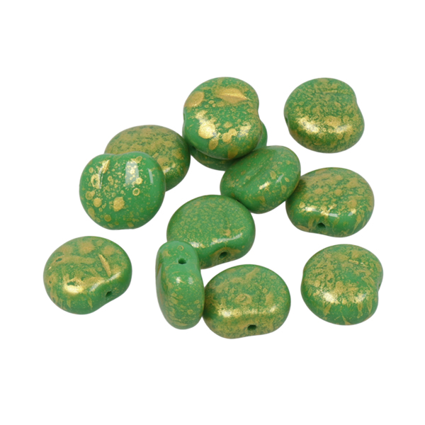 glasperlen apfel grün/gold 12x11mm | 12st