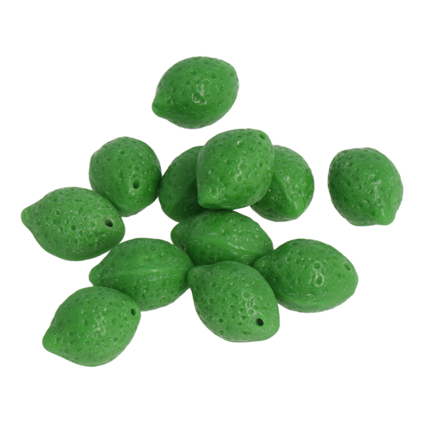 glass beads green lemon 14x10mm | 10pc
