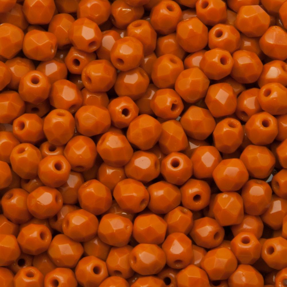 czech fire-polished round beads - opaque light terracotta 4mm | 50pc