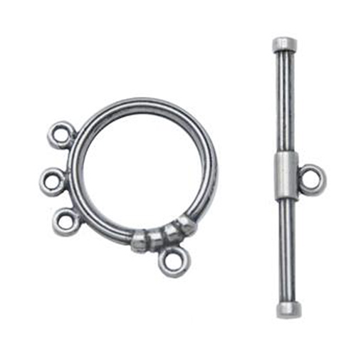 antique silver plated 4 strand toogle clasp 18mm | 1pc