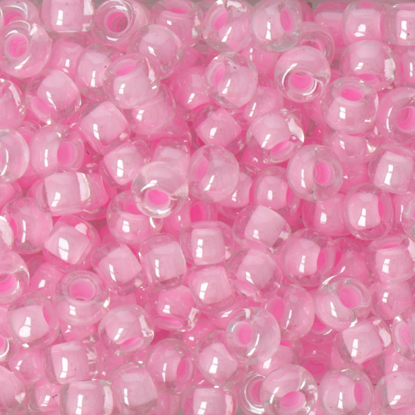 miyuki rocailles 6/0 - pink lined crystal (207) | 10gr