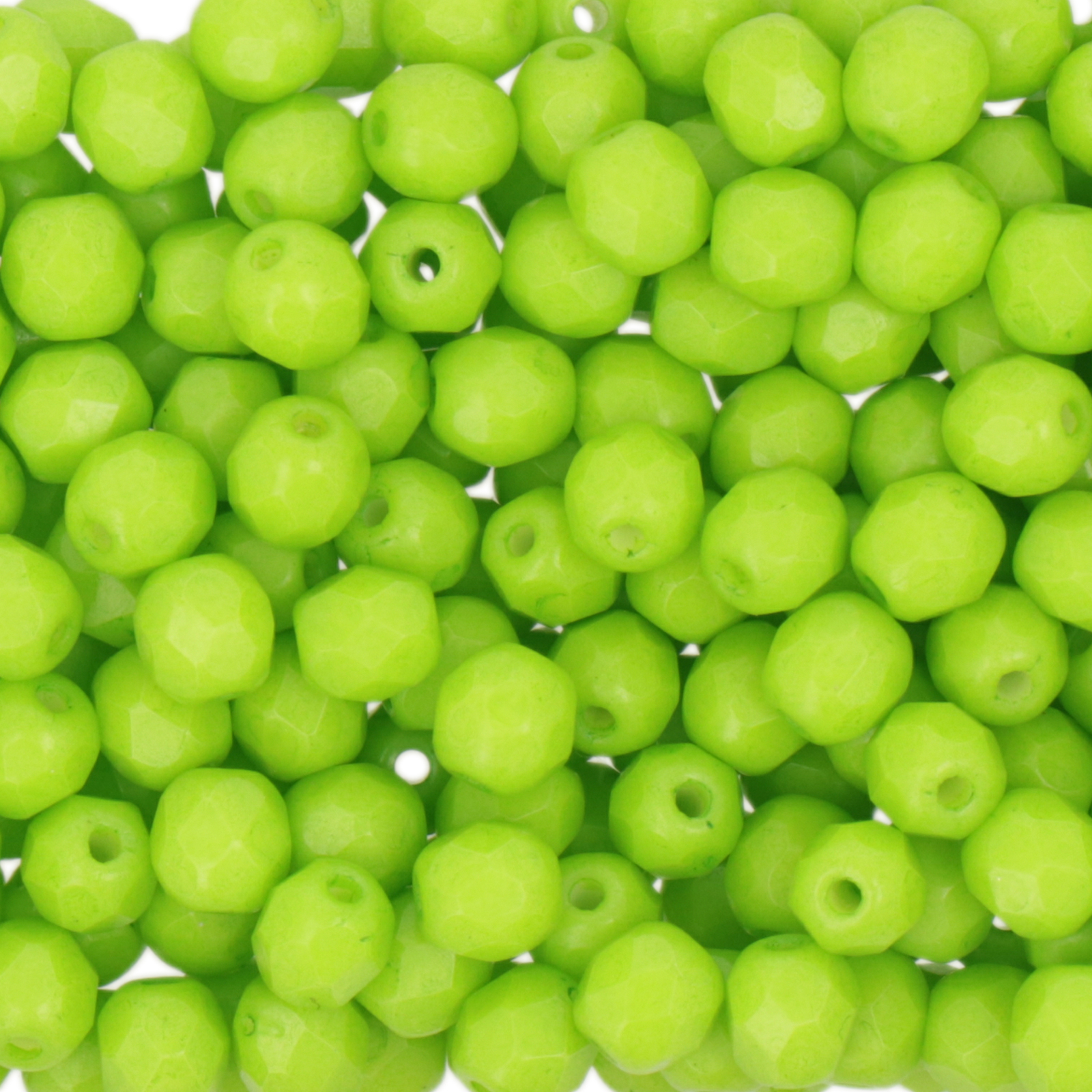 czech fire-polished round beads intensive lime 4mm | 50pc