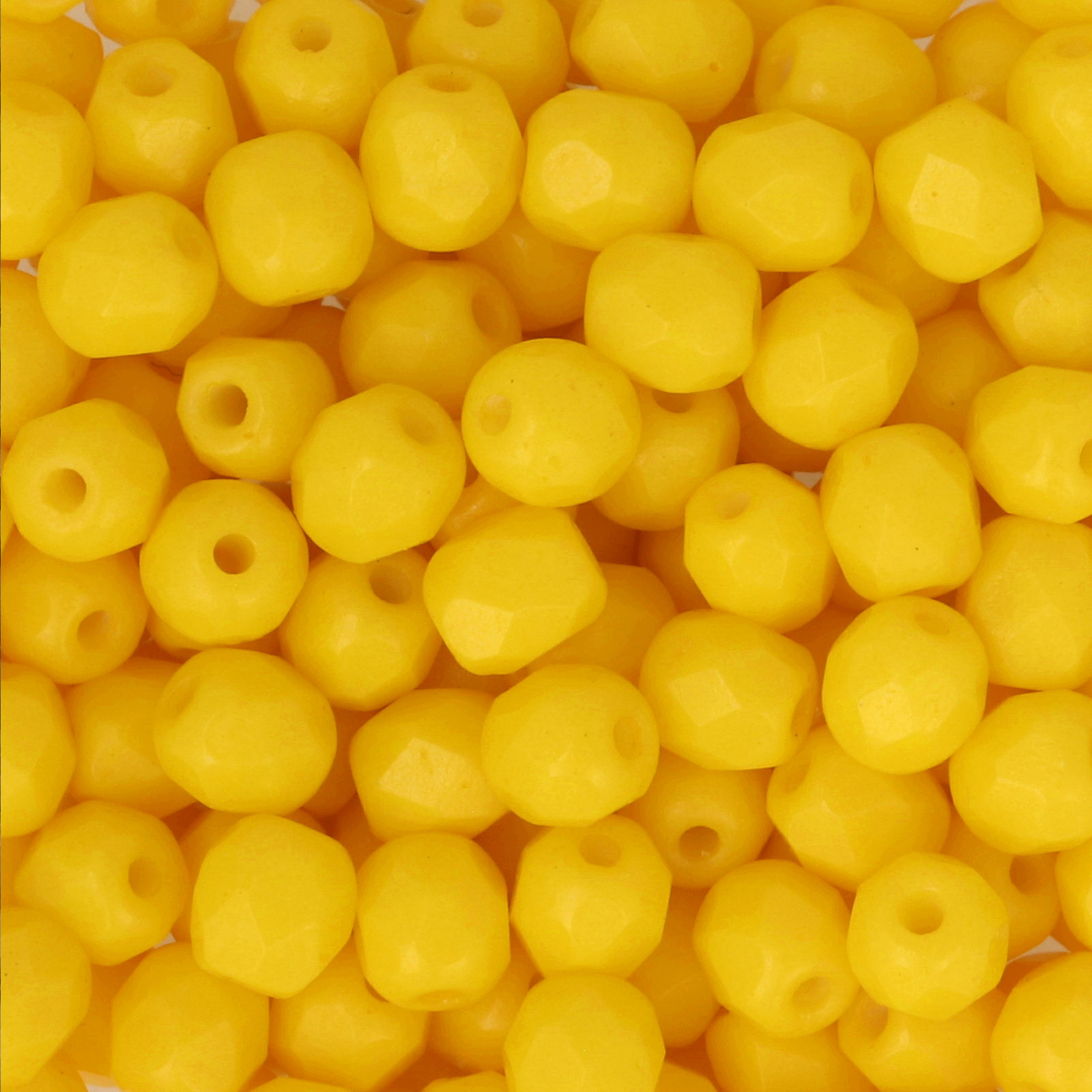 czech fire-polished round beads intensive citron 4mm | 50pc